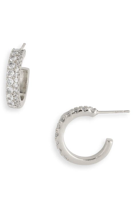 Pavé CZ Huggie Hoop Earrings