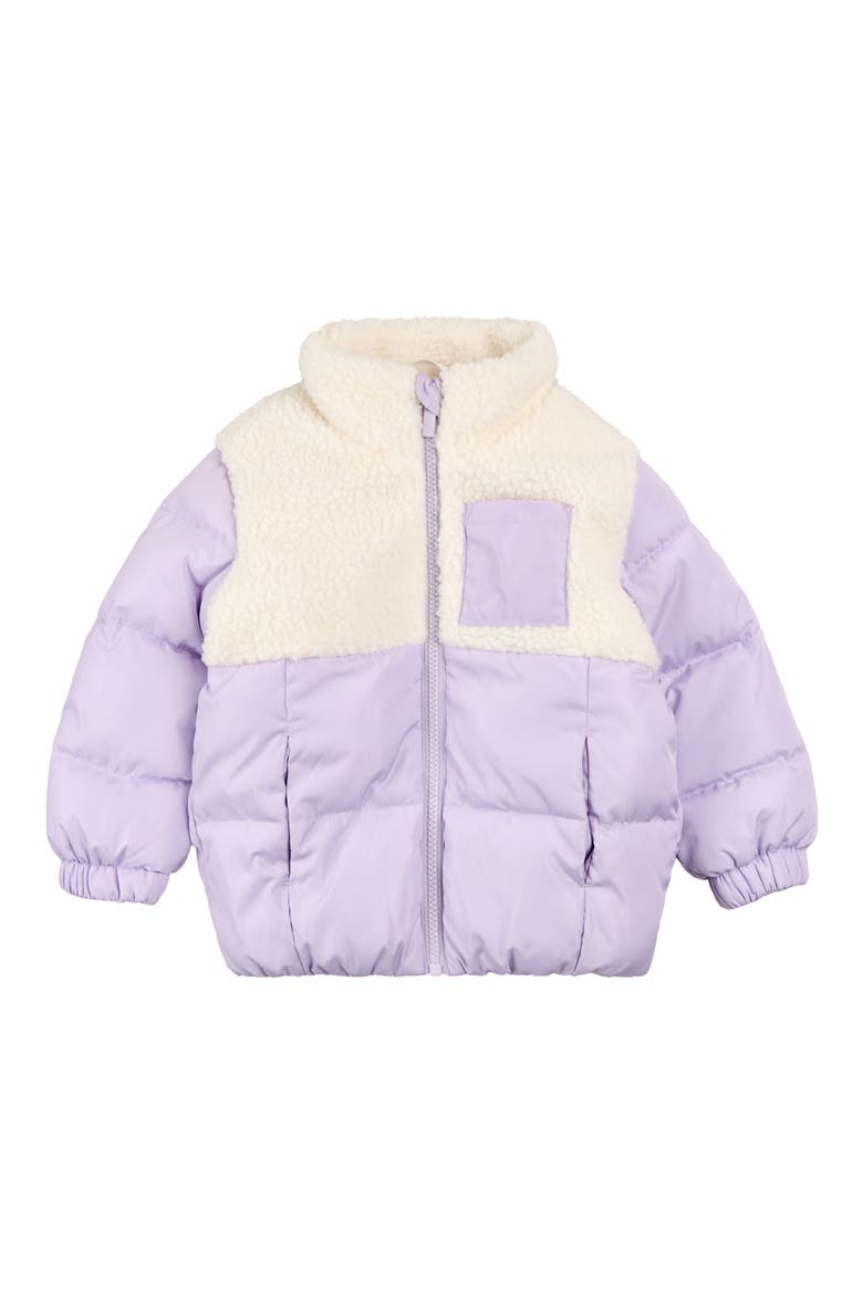 Kids' Mixed Media Puffer Jacket, Main, color, LIGHT PURPLE