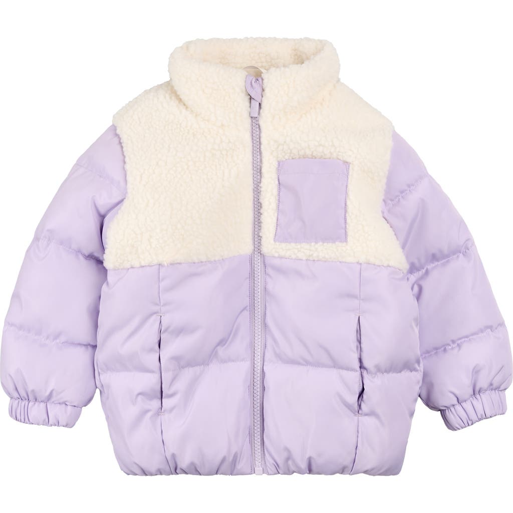 Miles The Label Kids' Mixed Media Puffer Jacket In Purple