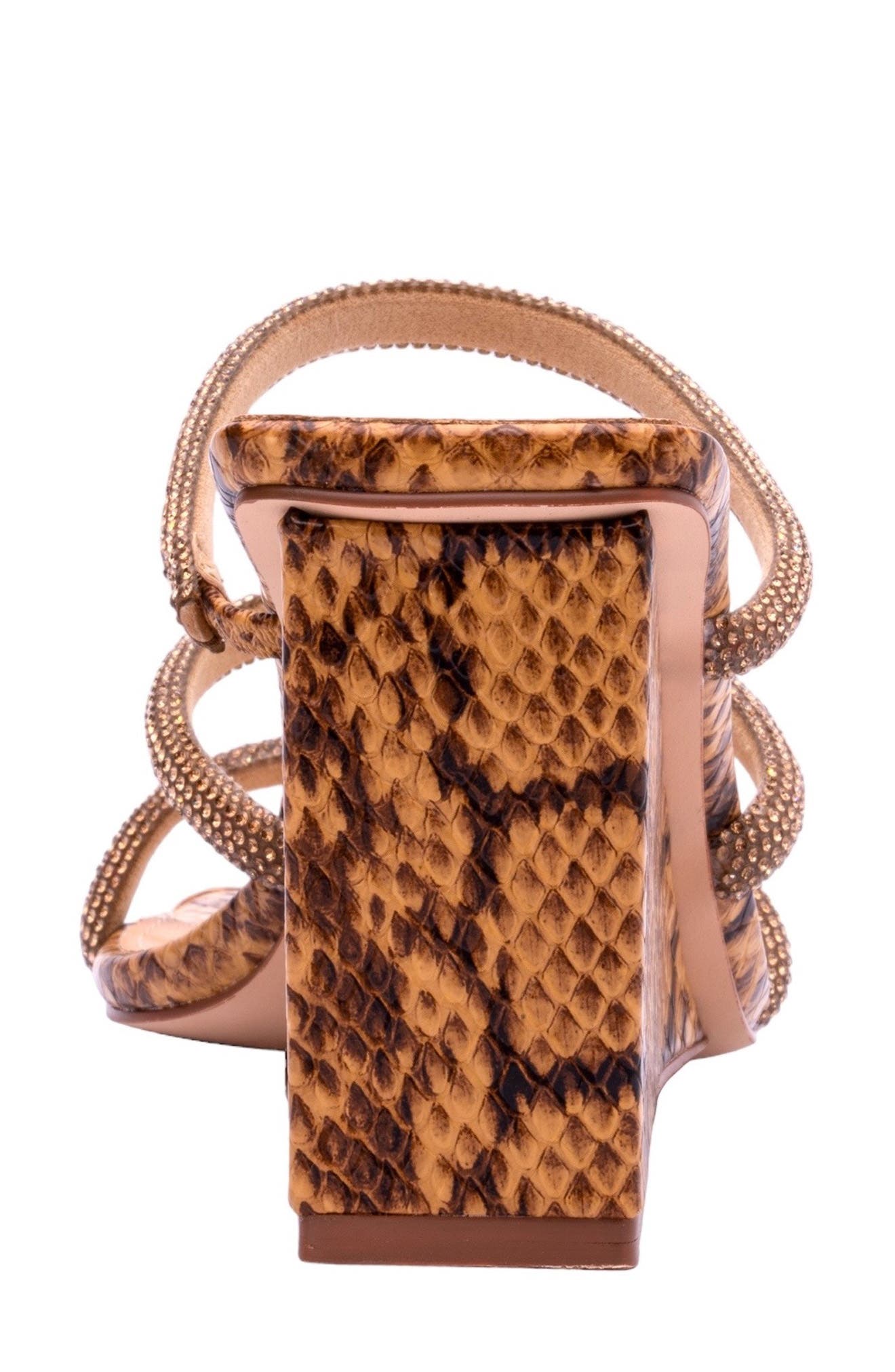 NINETY UNION Angel Snake Embossed Wedge Heel Sandal, Alternate, color, Camel