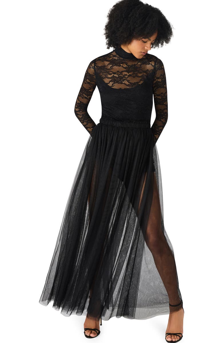 Steve Madden Shiloh Long Sleeve Lace Dress, Alternate, color, Black