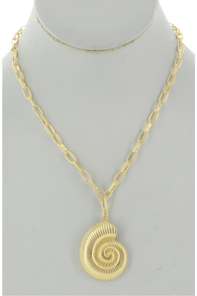 Spiral Shell Pendant Necklace, Alternate, color, GOLD