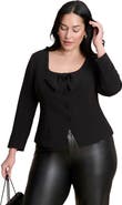 ELOQUII Scoop Neck Jacket With Bow