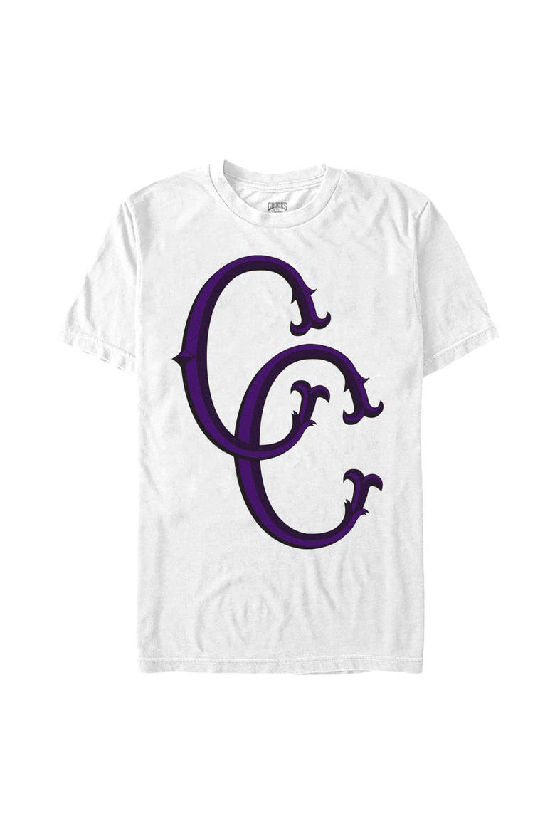 Men's Crooks & Castles Purple Initials Logo  Graphic T-Shirt, Main, color, White