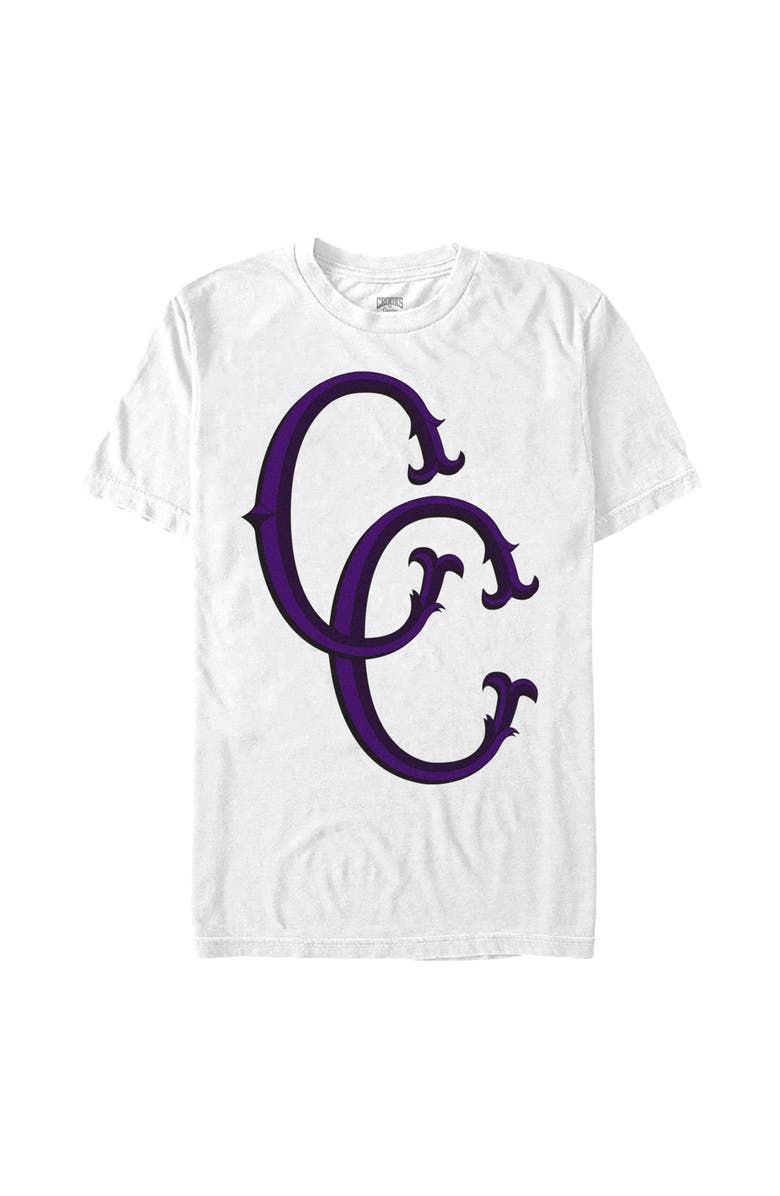 Crooks & Castles Men's Crooks & Castles Purple Initials Logo  Graphic T-Shirt, Main, color, White