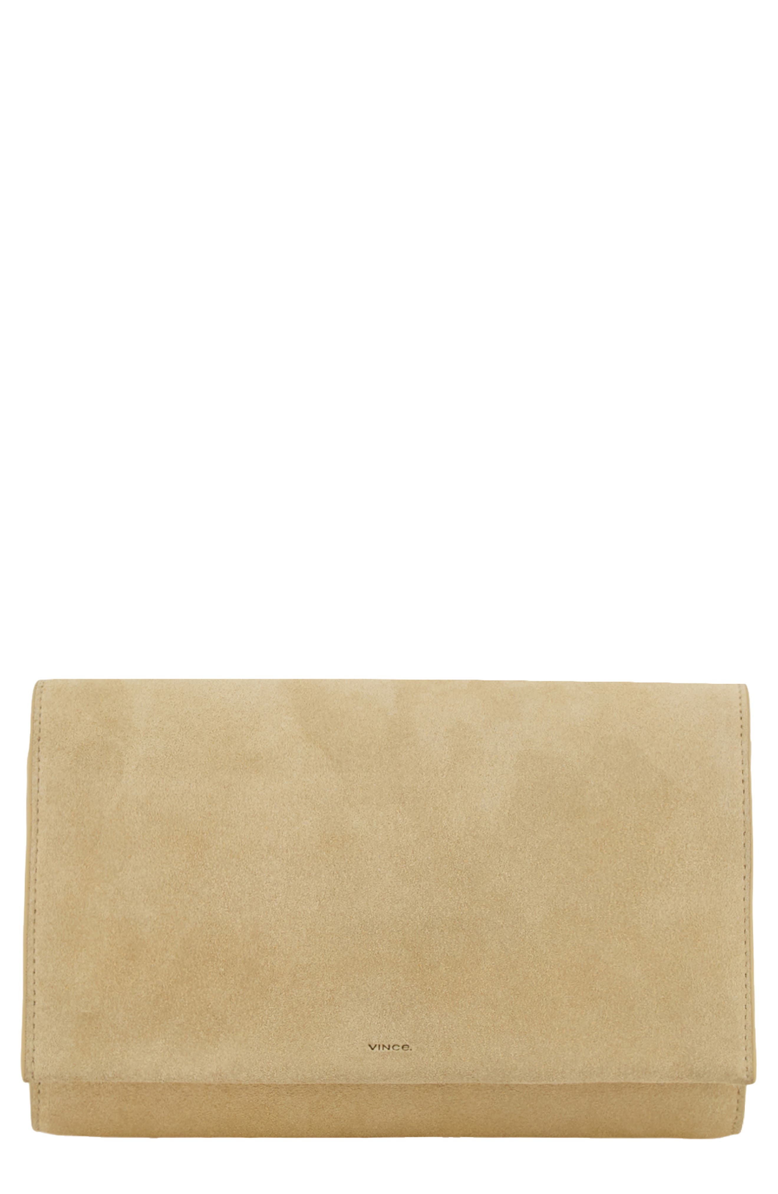 Vince Suede Wallet on a Strap, Main, color, Maiz