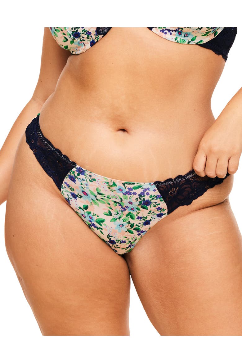 Aleena Thong Panties, Main, color, Floral white