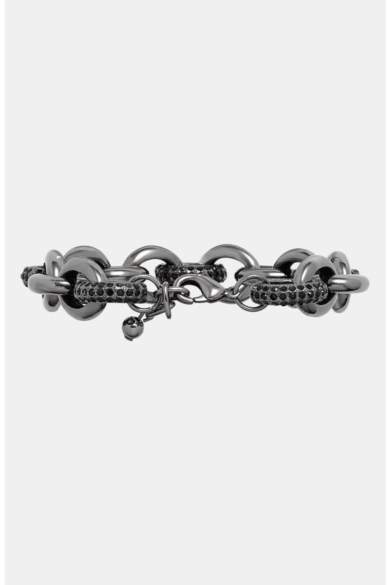 Link Bracelet, Alternate, color, HEMATITE/ JET