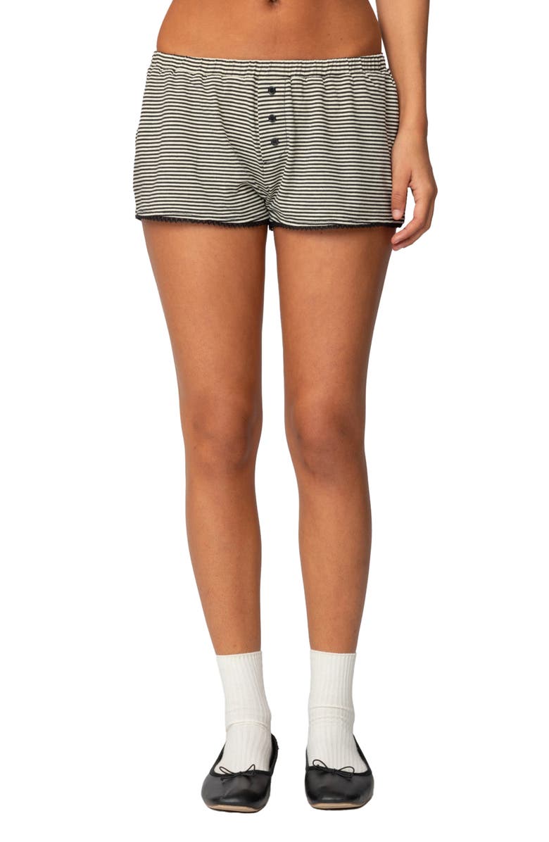 EDIKTED Suzy Stripe Shorts, Main, color, Black-And-White