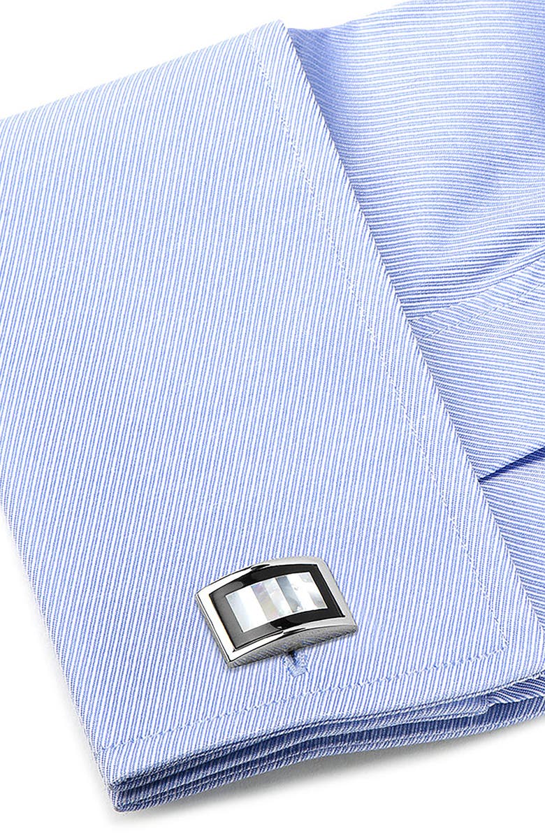 Cufflinks, Inc. Mother-of-Pearl Cuff Links, Alternate, color, Metallic Silver