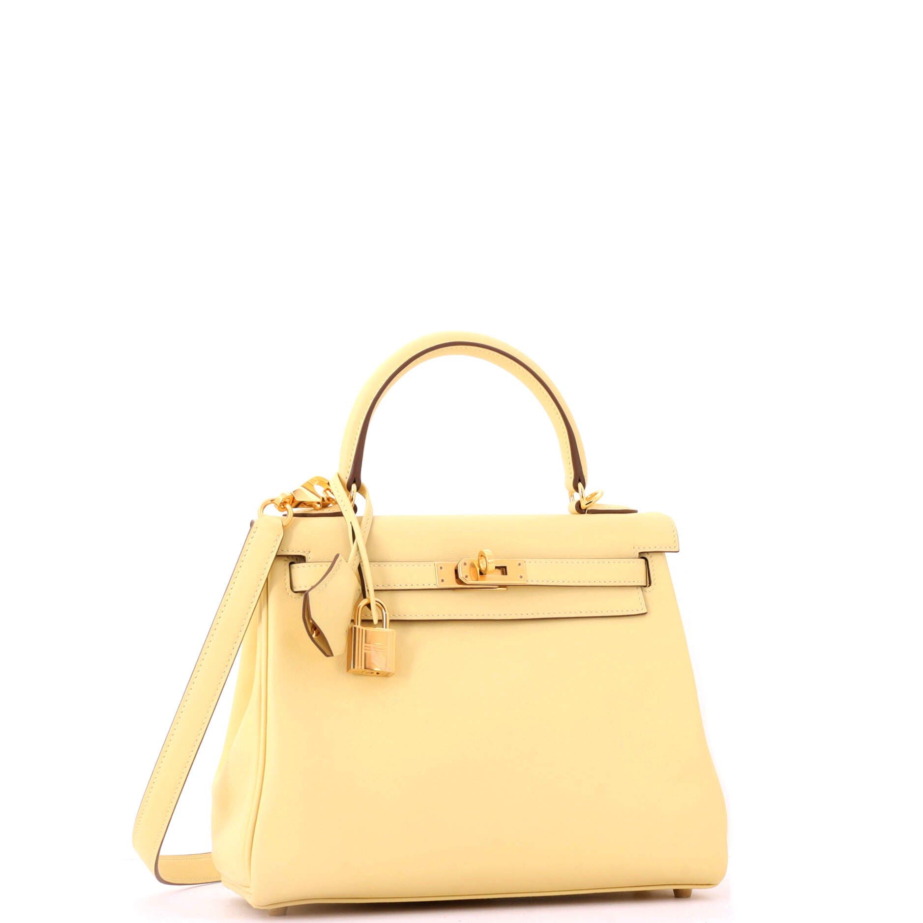 Pre-Owned Hermes Kelly Handbag Yellow Swift with Gold Hardware 25, Alternate, color, Jaune Poussin