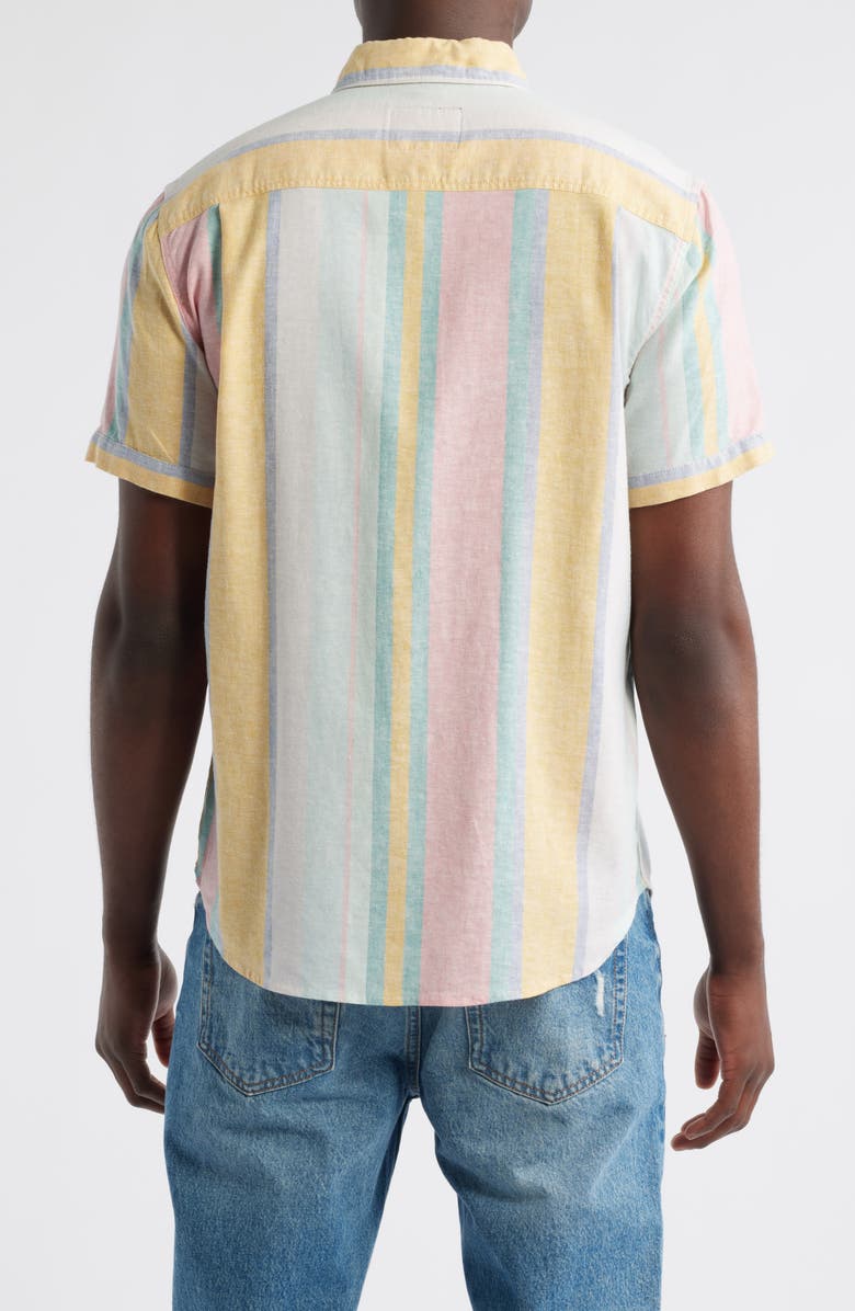 Rails Carson Stripe Short Sleeve Stretch Linen Blend Button-Up Shirt, Alternate, color, 