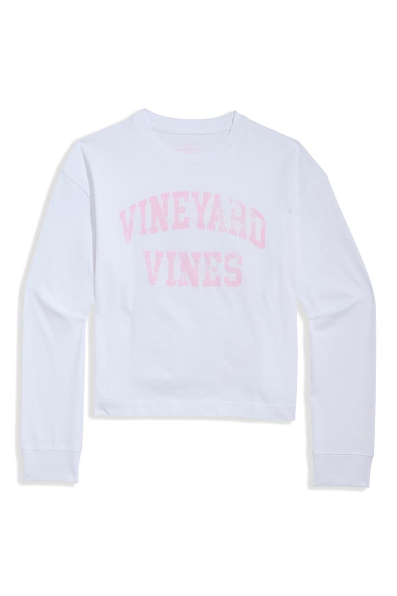 Kids' Cropped Graphic Long Sleeve Tee, Main, color, WHITE CAP