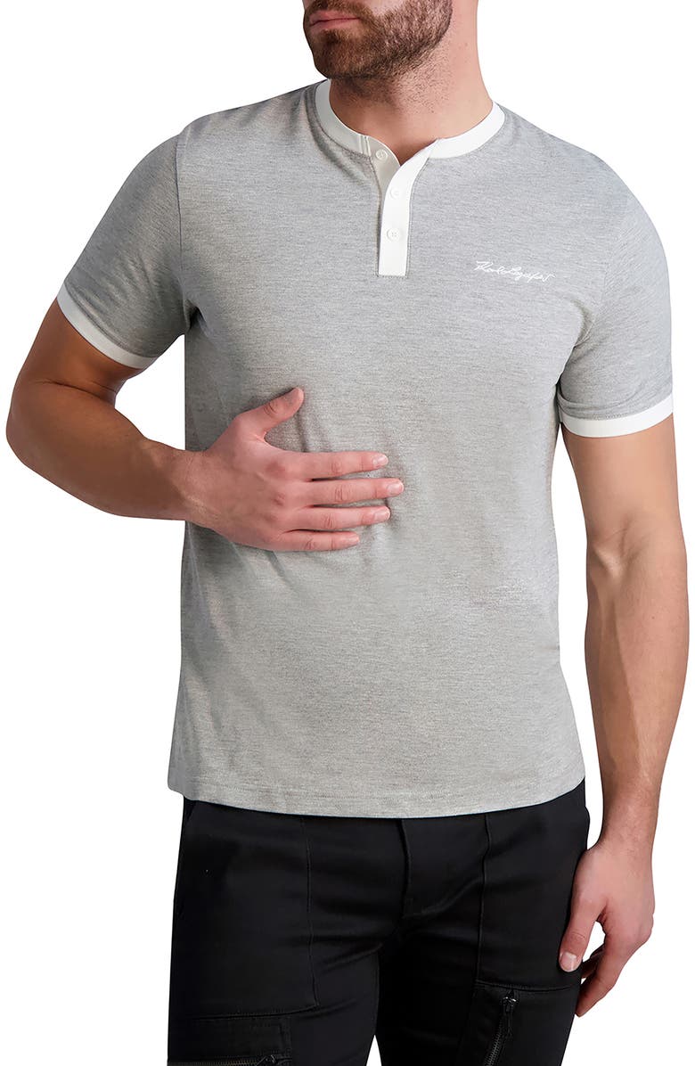 KARL LAGERFELD PARIS Piqué Logo Henley, Alternate, color,