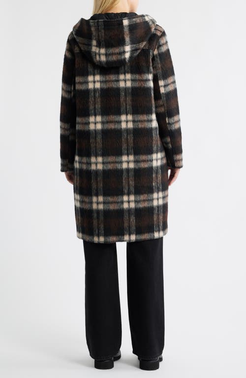 Bernardo Plaid Toggle Coat In Black