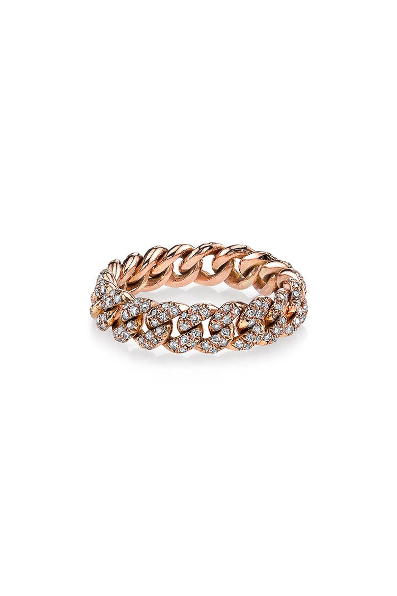 Essential Link Pavé Diamond Band Ring, Main, color, ROSE GOLD