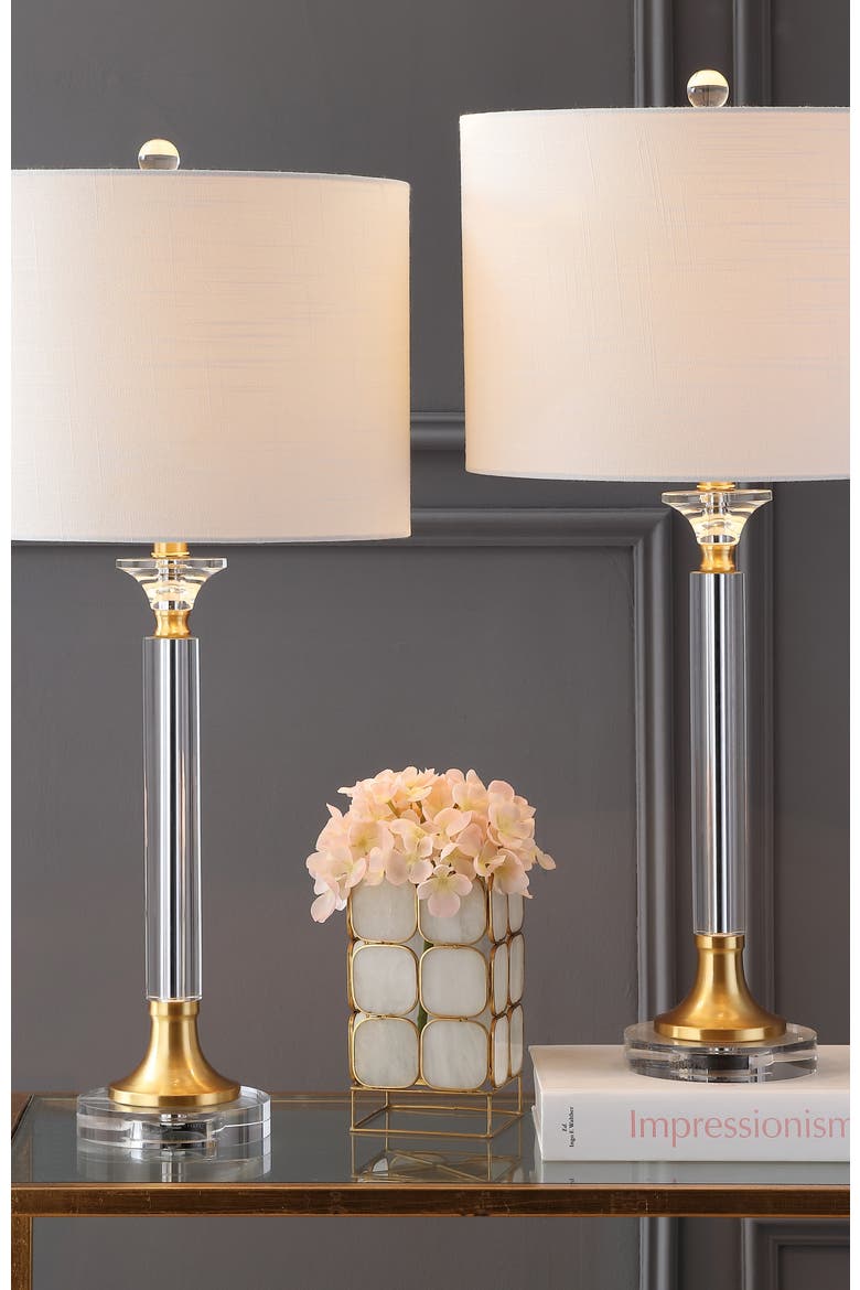 Mark 28" Crystal/Metal LED Table Lamp, Clear/Brass Gold, Alternate, color, Clear/Brass Gold