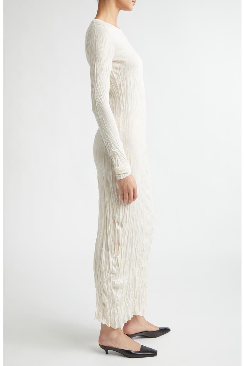 Crinkled Long Sleeve Column Sweater Dress, Alternate, color, PALE APRICOT