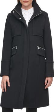 KARL LAGERFELD PARIS Officer Wool Blend Coat