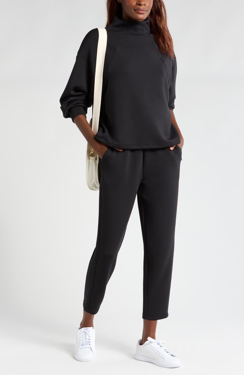 Zella Soft Scuba Knit Funnel Neck Modal Blend Top, Alternate, color, 