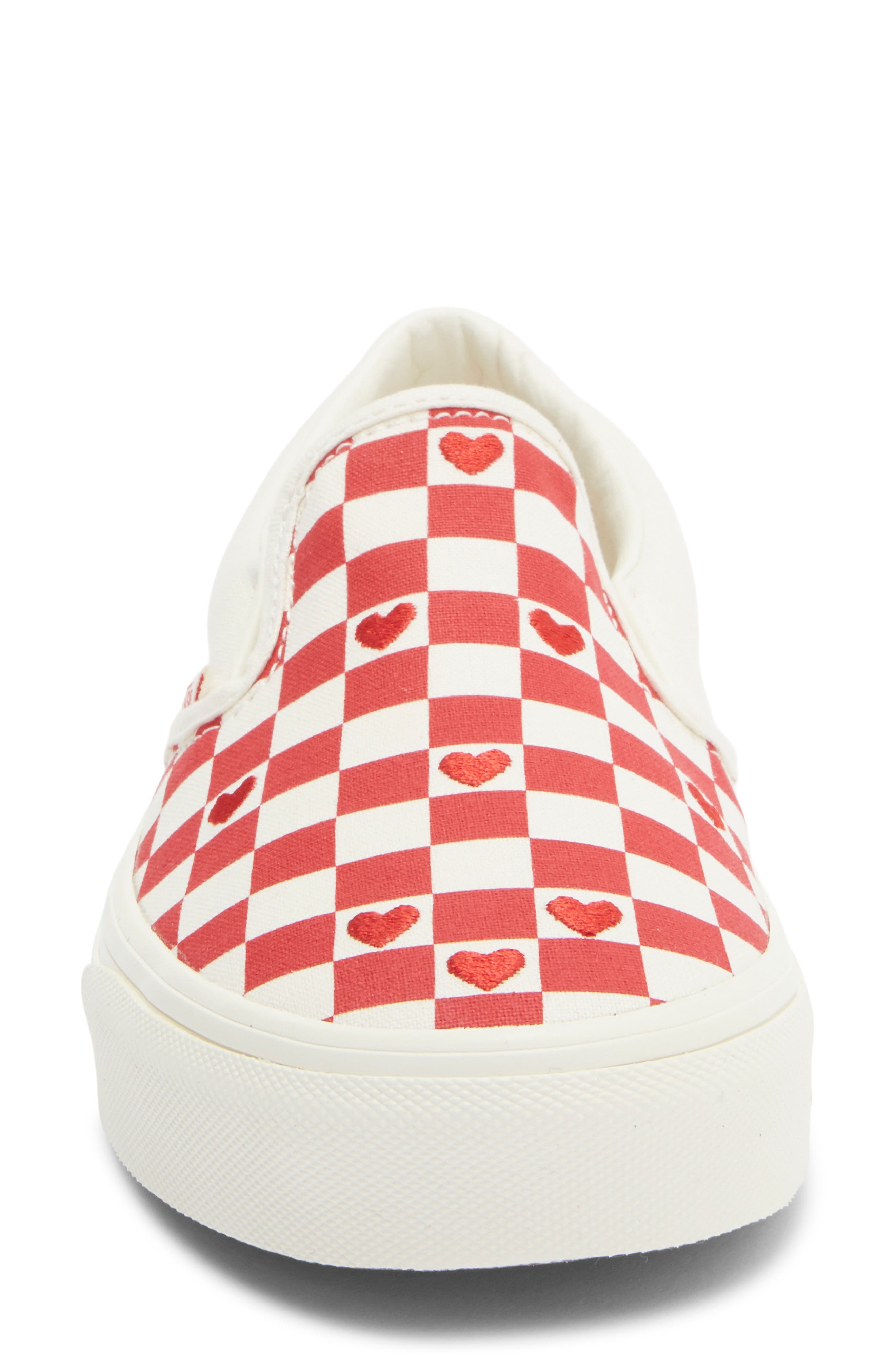 Classic Slip-On Stackform Sneaker, Alternate, color, CHECKERBOARD HEARTS CRIMSON