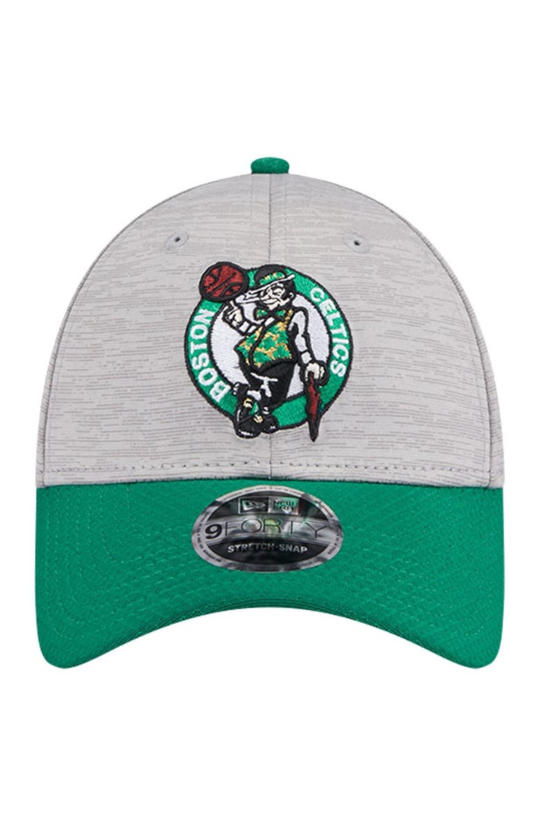 New Era Men's New Era Heather Gray/Kelly Green Boston Celtics Active Digi-Tech Two-Tone 9FORTY Adjustable Hat, Alternate, color,