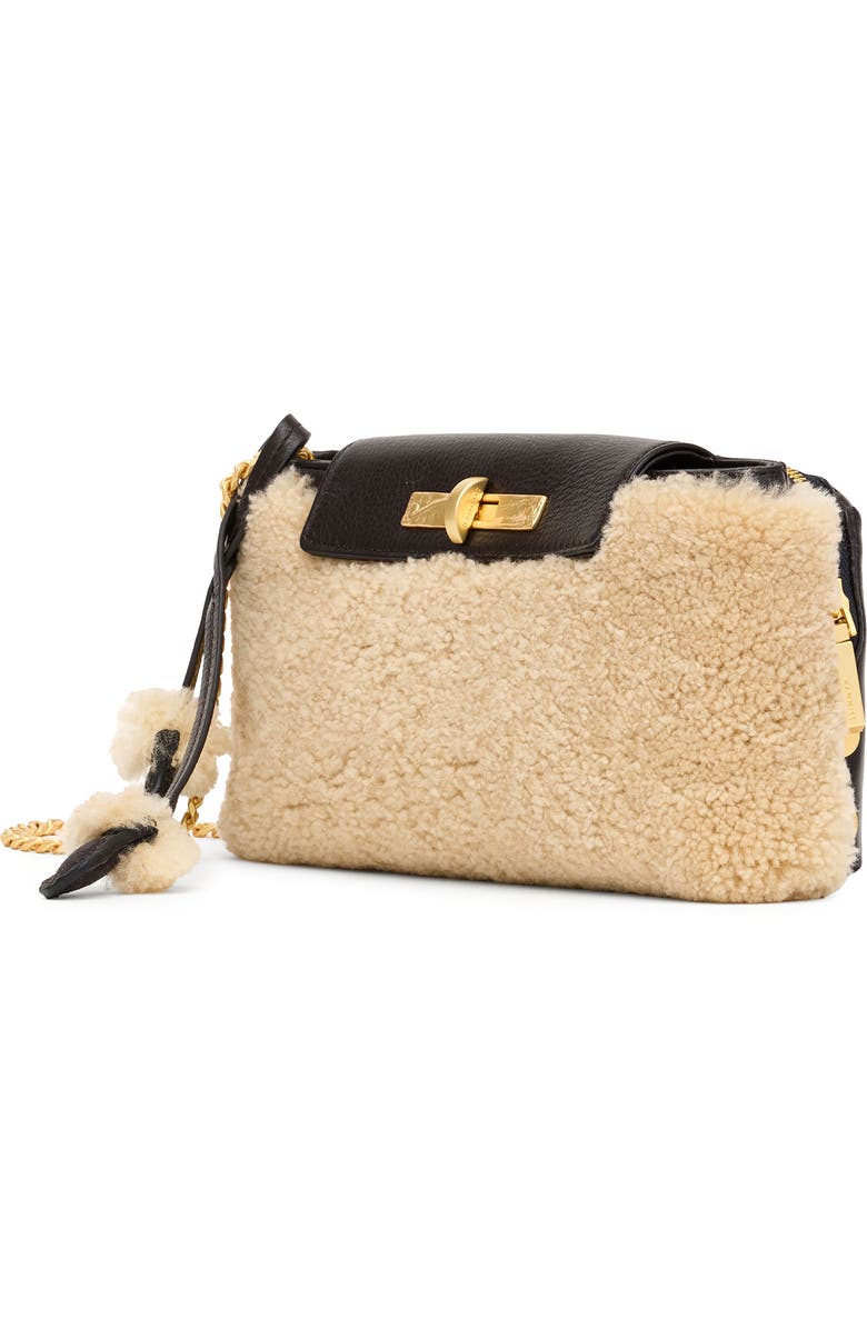 HAMMITT Small Genuine Shearling Crossbody Bag, Alternate, color, Sundance Shearling/Gold