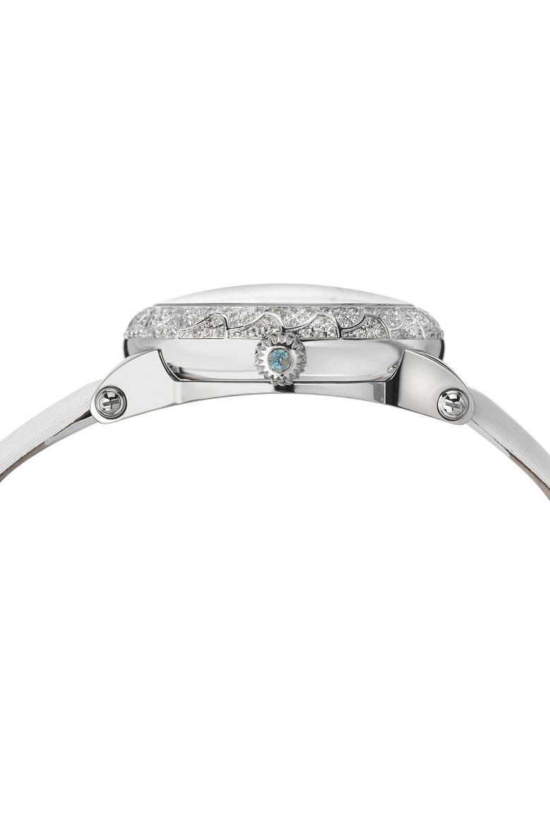 Women's Liza Topaz Stone Automatic Watch, 38mm x 44mm, Alternate, color, SILVER WHITE