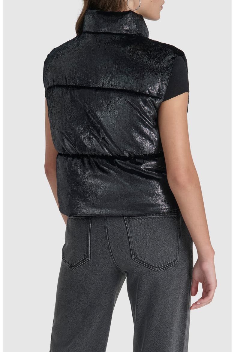 Metallic Velvet Puffer Vest, Alternate, color, BLACK