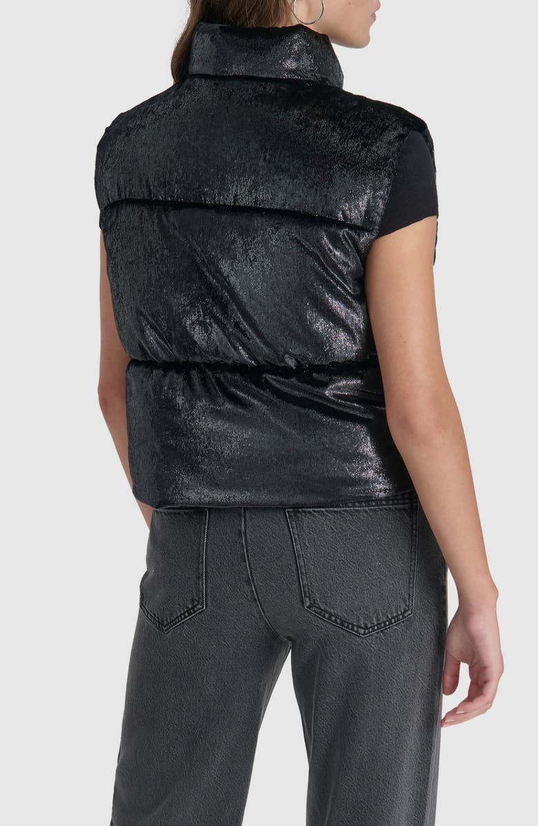 DKNY Metallic Velvet Puffer Vest, Alternate, color, 