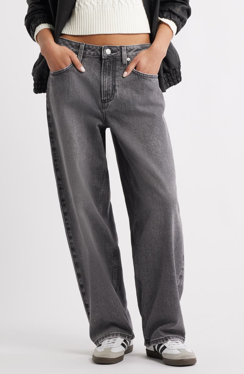 BP. Mid Rise Baggy Barrel Jeans, Main, color, Light Grey Wash