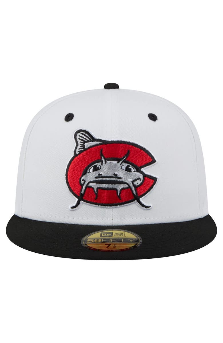 New Era Men's New Era  White/Black Carolina Mudcats Authentic Collection 59FIFTY Fitted Hat, Alternate, color, White