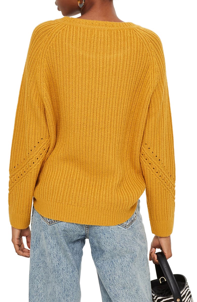 Topshop Rib & Pointelle Stitch Sweater, Alternate, color, 