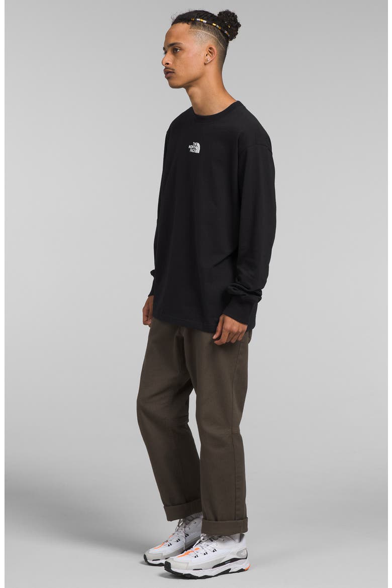 Relaxed Long Sleeve Heavyweight Cotton T-Shirt, Alternate, color, TNF BLACK/ TNF WHITE