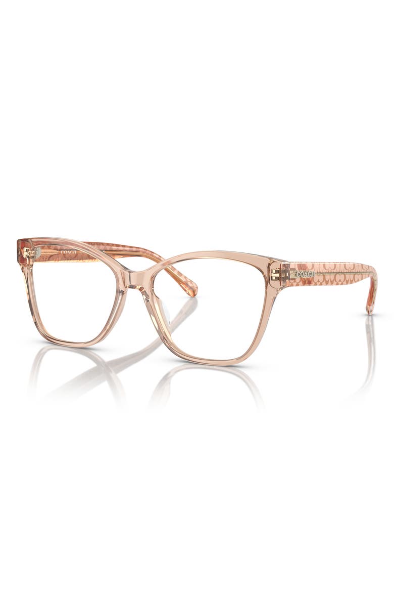 COACH 50mm Square Optical Glasses, Alternate, color, Transparent Brown / Demo Lens