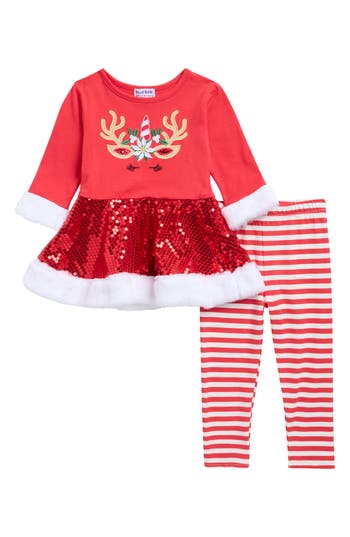 Blueberry Kids' Christmas Tutu Dress & Leggings Set In Red