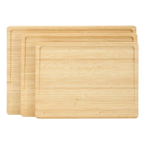 Megachef 3 Piece Wood Cutting, Prep And Serving Boards With Slanted Juice Groove In Brown
