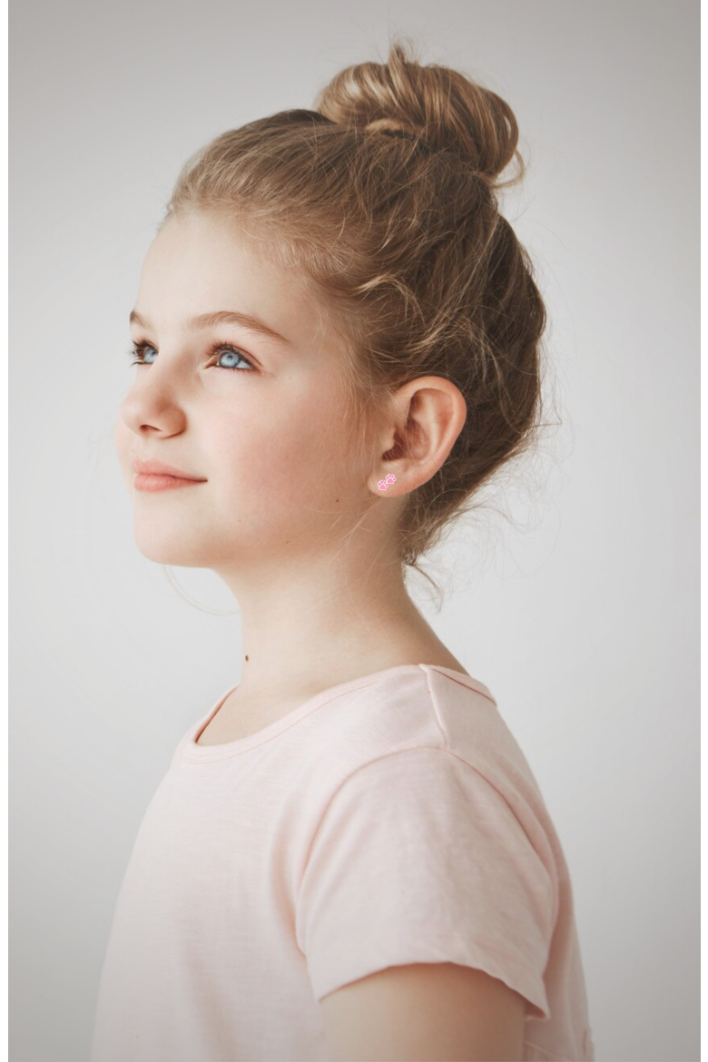 Kids' Sterling Silver Paw Bone Stud Earrings in Gift Bottle, Alternate, color, Pink
