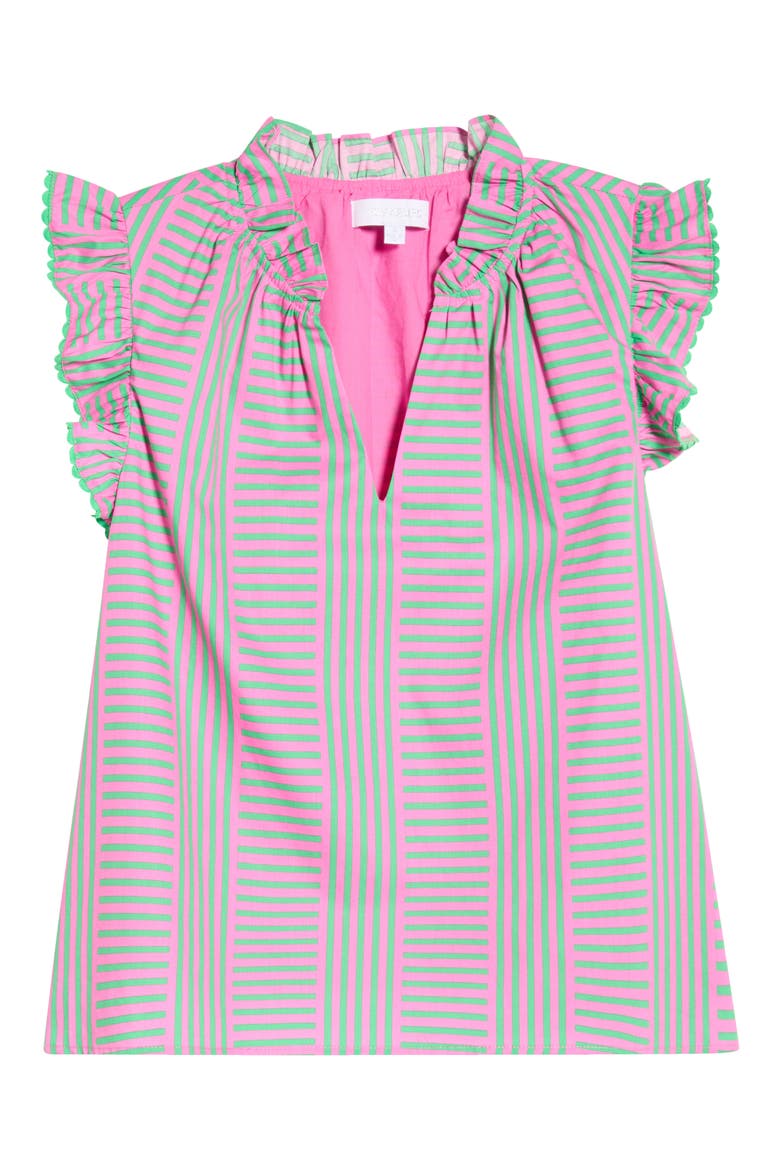 Valda Stripe Jazzy Flutter Sleeve Top, Alternate, color, PINK-GREEN-MULTI