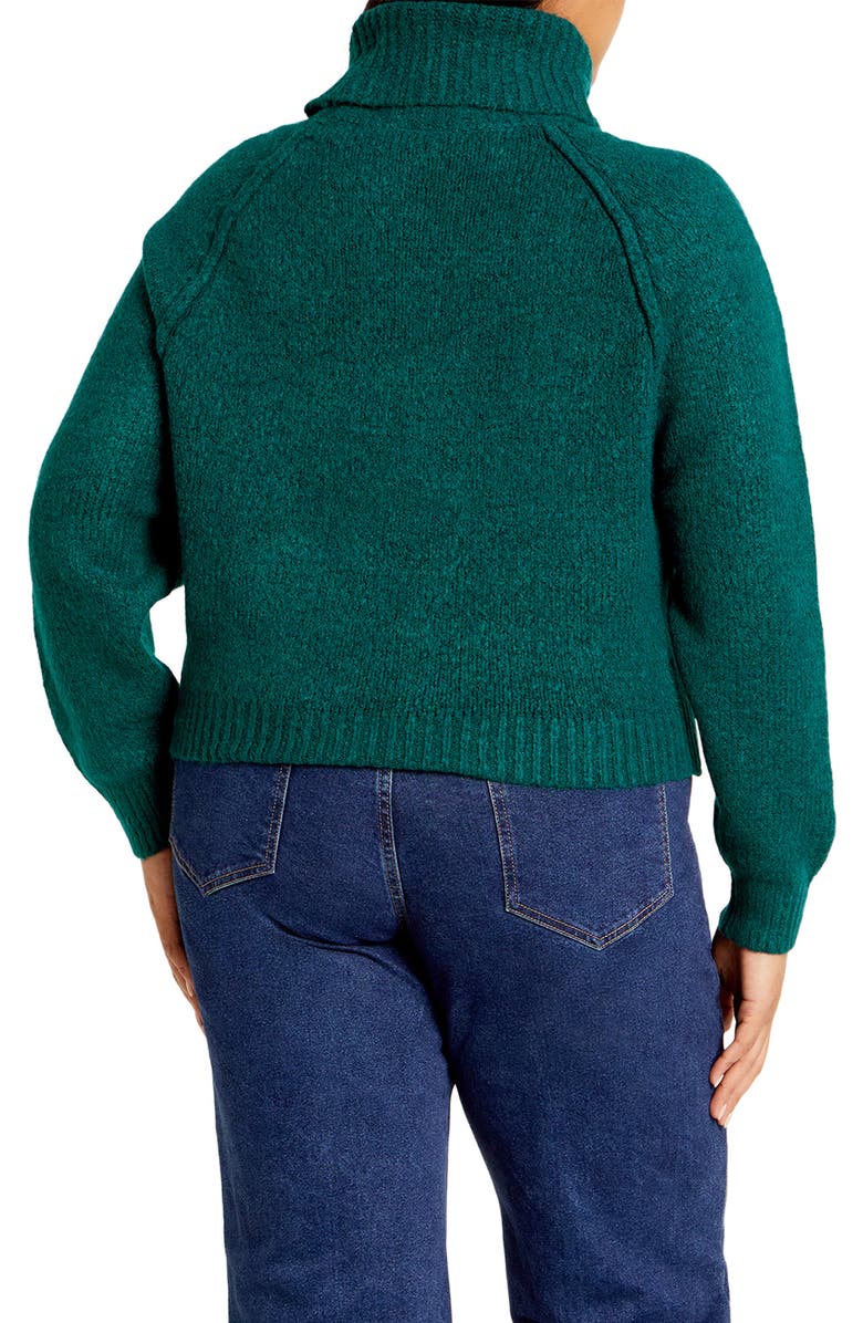 City Chic Untamed Turtleneck Sweater, Alternate, color, Teal