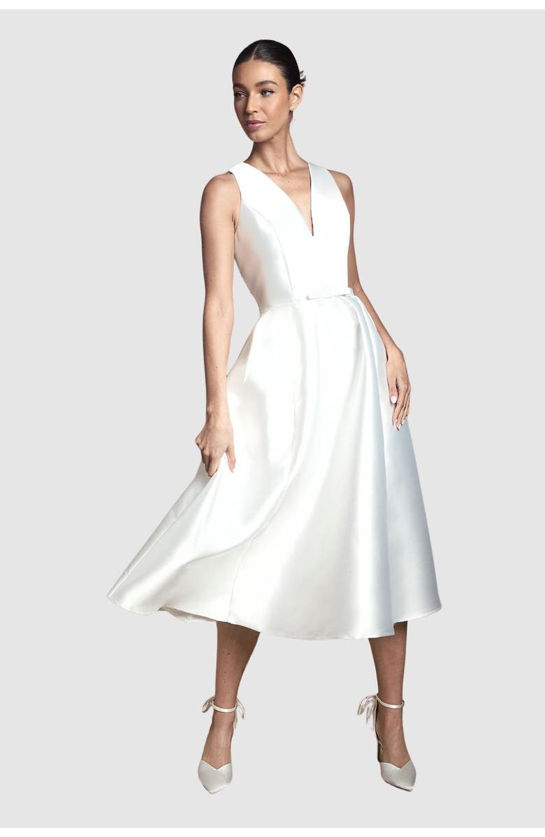 Coast Midi Wedding Dress With Pockets, Main, color, Ivory
