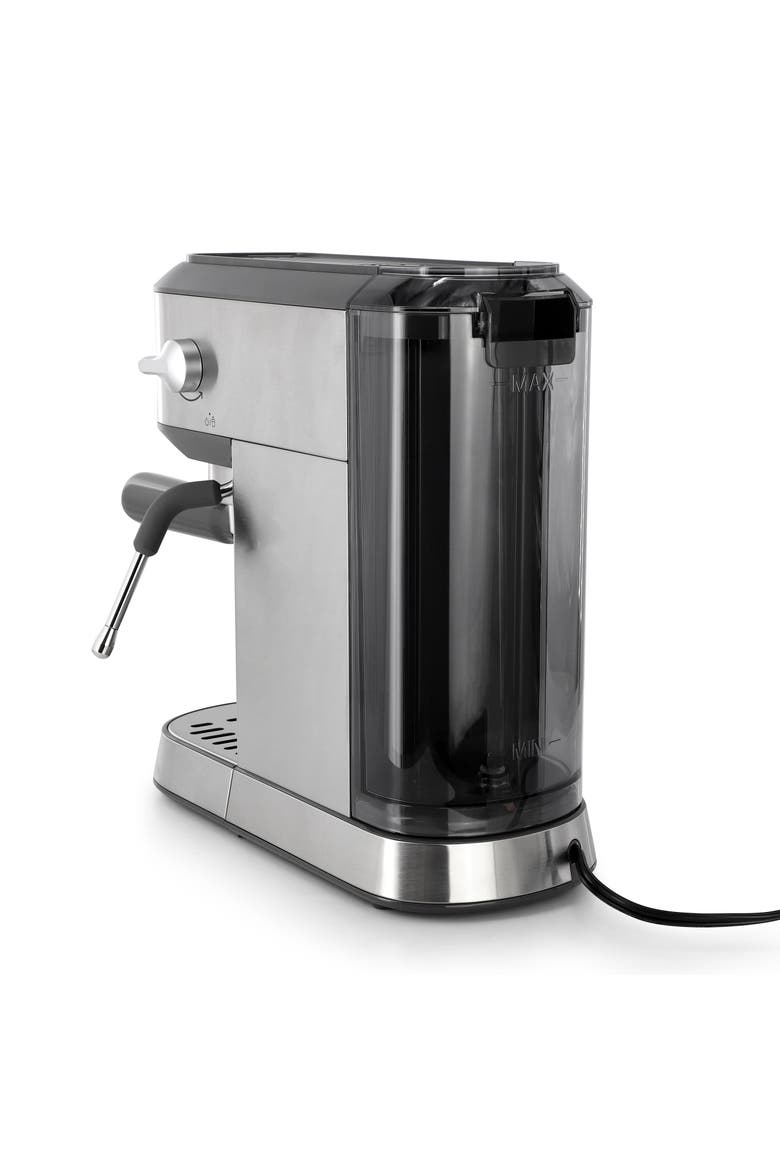 Miniatura Compact Espresso Machine and Milk Frother in Silver, Alternate, color, Silver