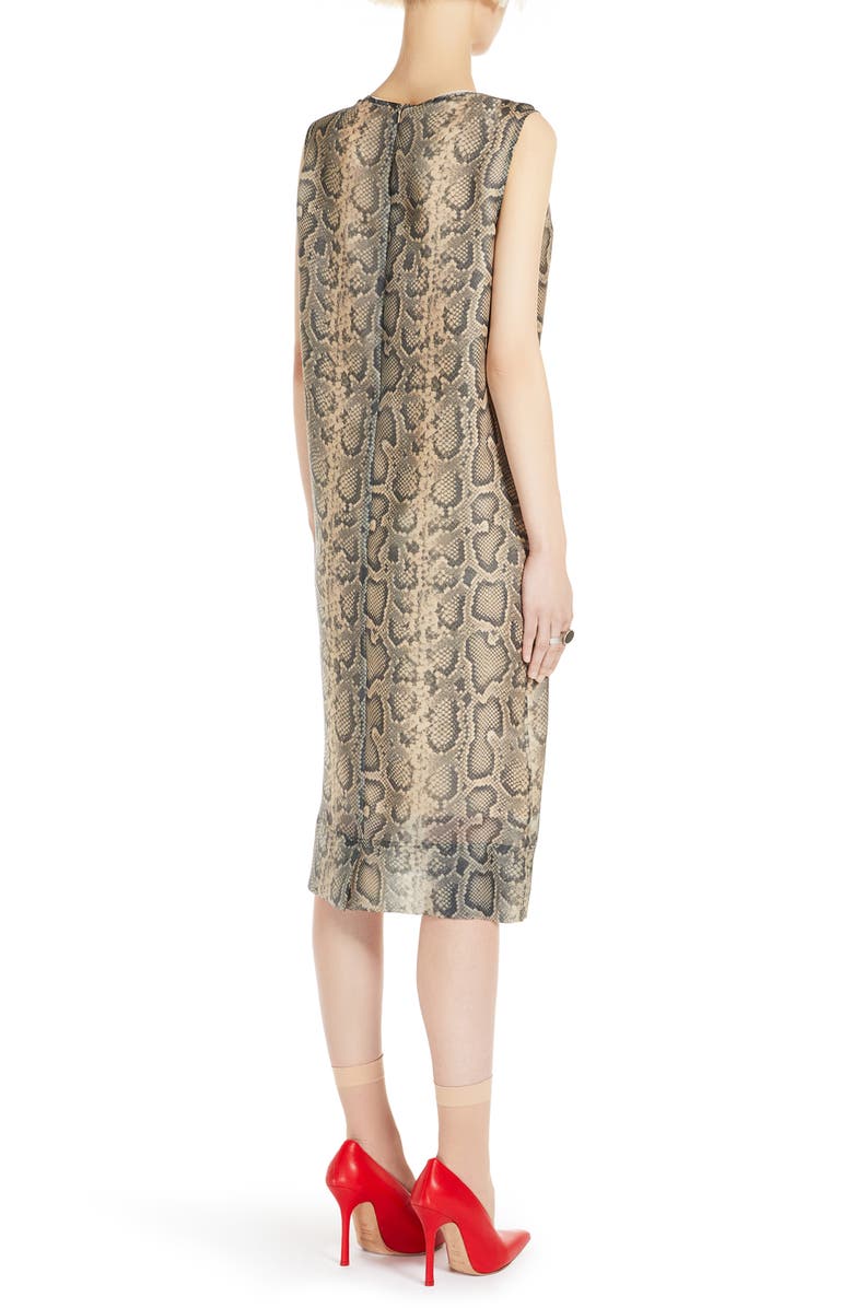 SPORTMAX Python Print Sleeveless Organza Shift Dress, Alternate, color,