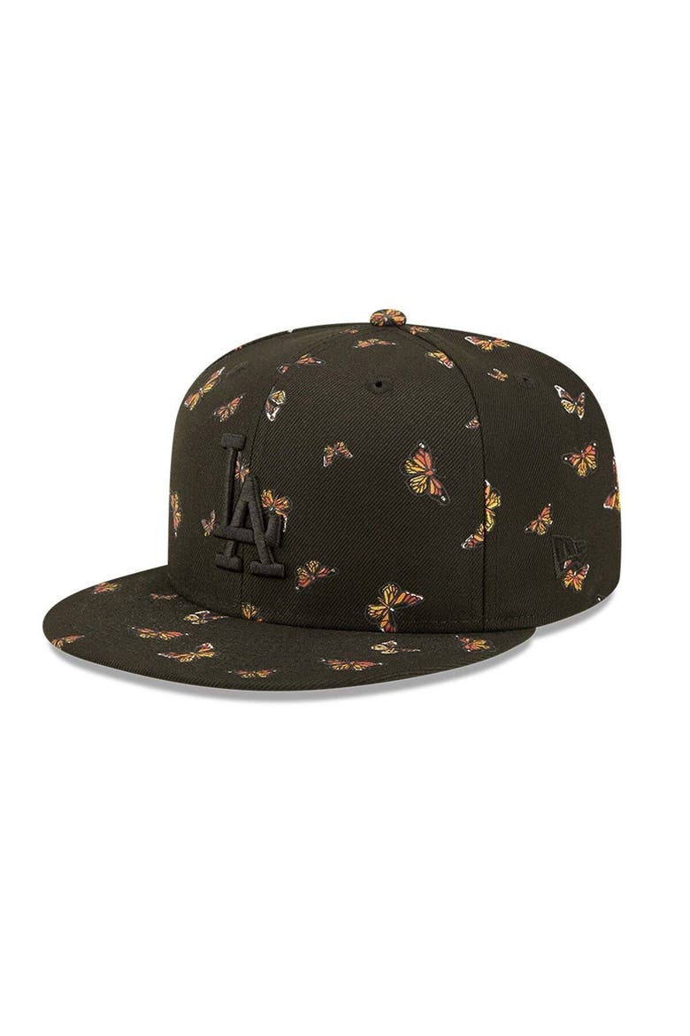 Men's New Era Black Los Angeles Dodgers Flutter 59FIFTY Fitted Hat, Main, color, Black