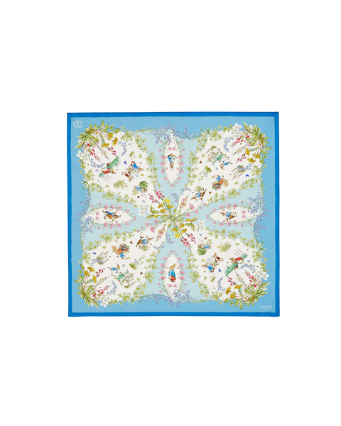 x Peter Rabbit Blue Narrative Silk Blend Square Scarf