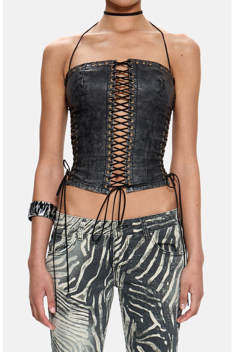 odile black faux leather lace up mini dress Odile Black Faux Leather Lace Up Mini Dress | Jaded London