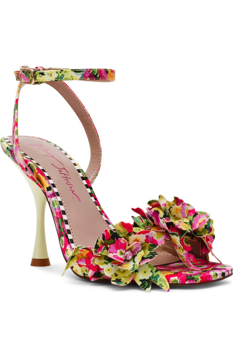 Betsey Johnson Hilley Ankle Strap Sandal, Main, color, Green Floral Multi