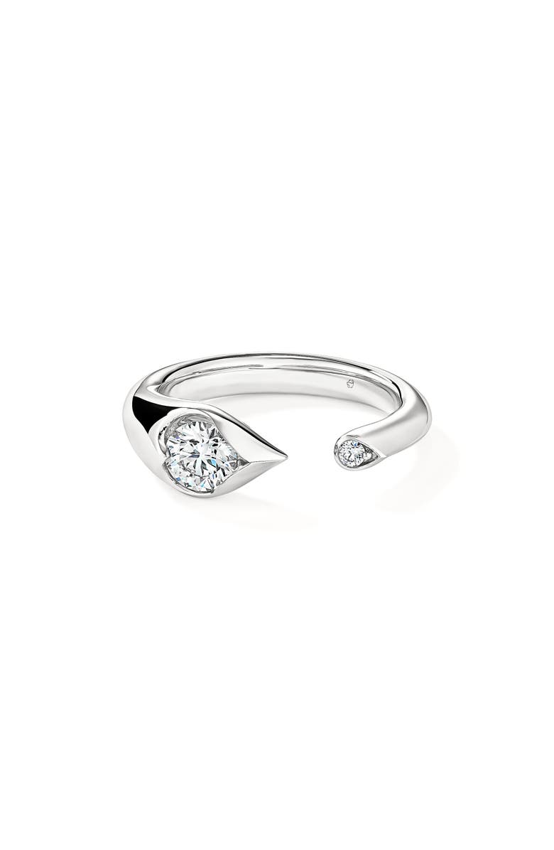 HEARTS ON FIRE Lu Droplet Open Ring, Alternate, color, White Gold