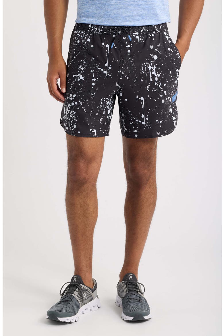 Luka 7-Inch Lined Performance Shorts, Main, color, GRAFFITI DRIP BLACK