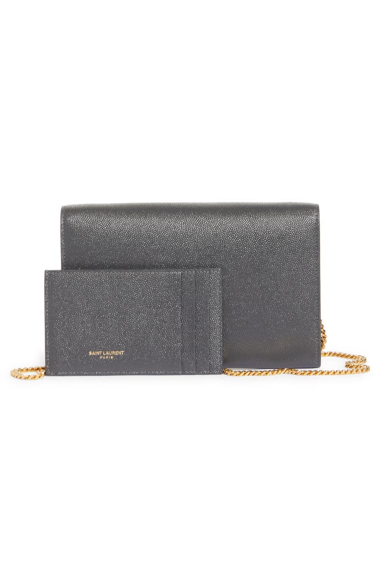 Saint Laurent Uptown Pebbled Calfskin Leather Wallet on a Chain, Alternate, color, 